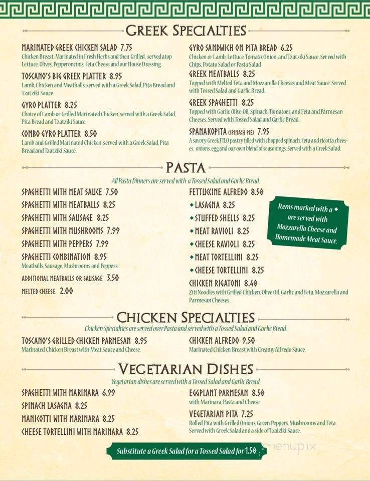 Toscanos Bistro - Shelby, NC menu_pic