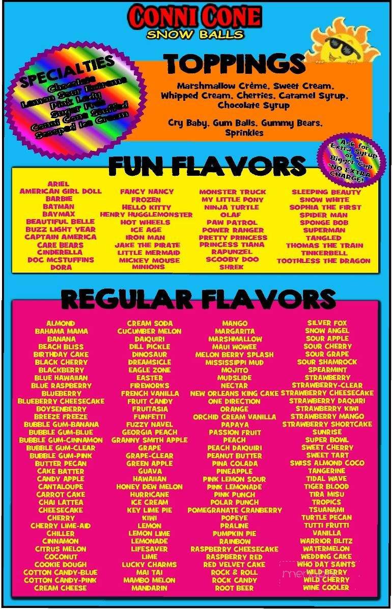 Conni Cone Snowballs - Hattiesburg, MS menu_pic