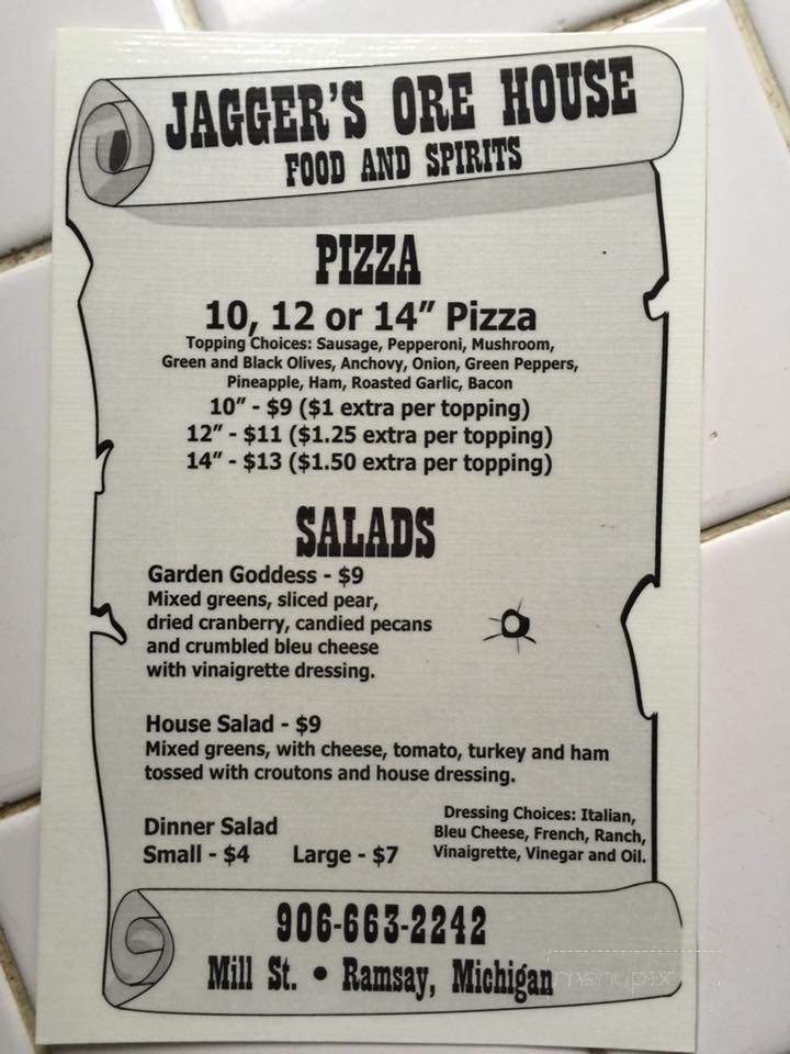 Jagger's Ore House - Ramsay, MI menu_pic
