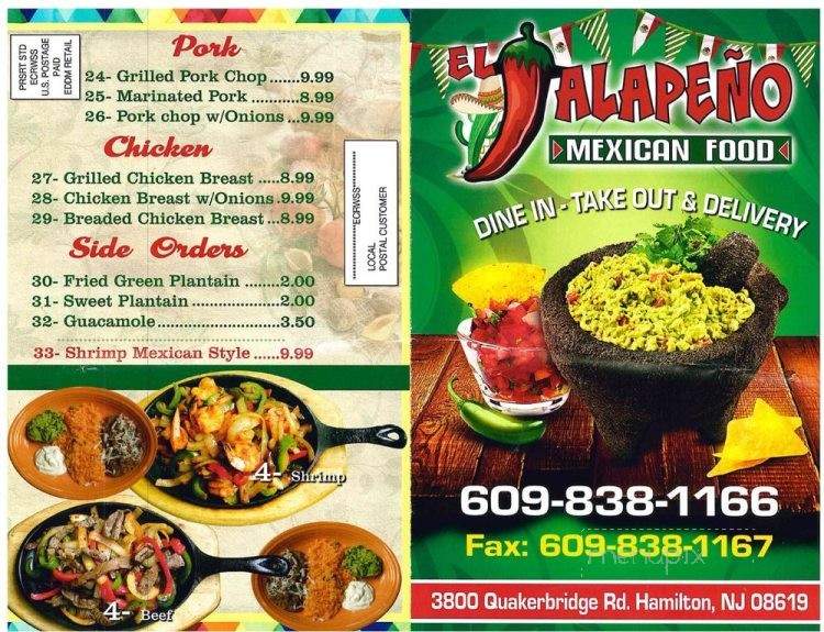 El Jalapeno - Hamilton Township, NJ menu_pic