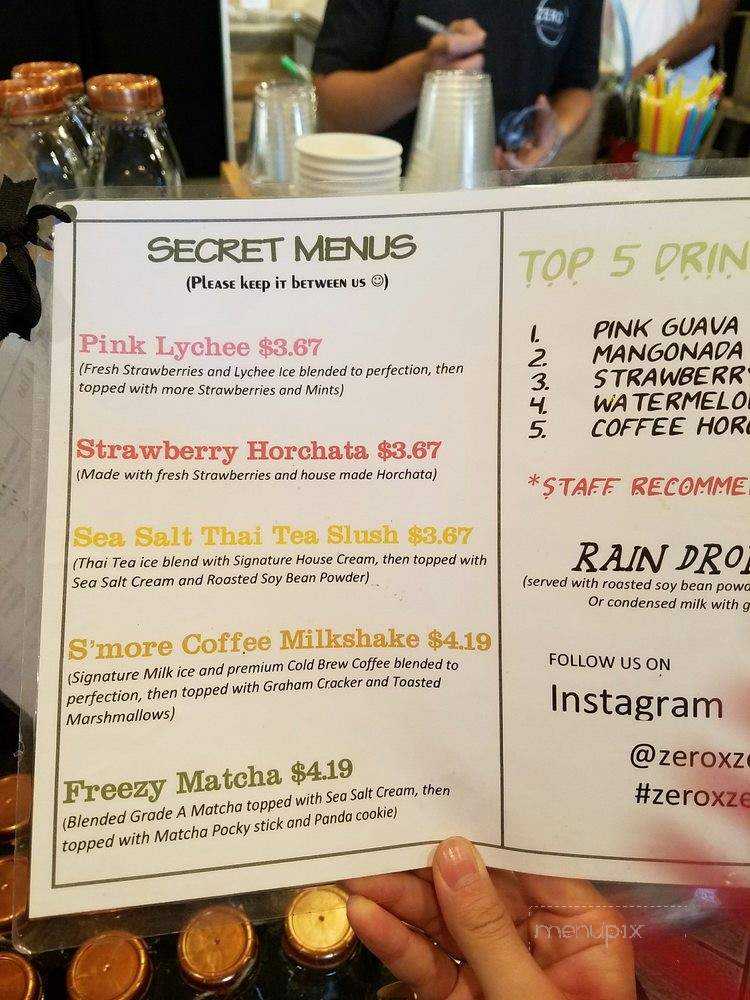 Zero X - Pomona, CA menu_pic