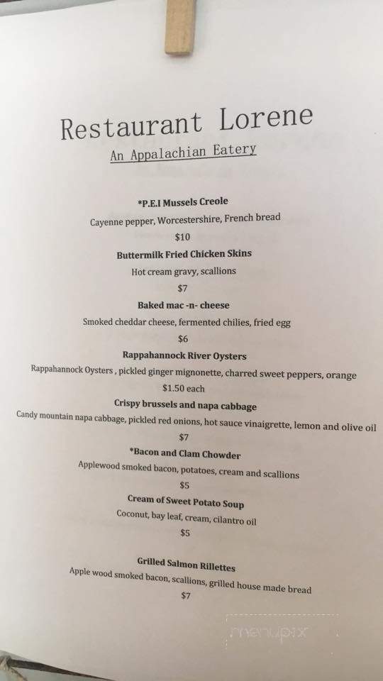 Restaurant Lorene - Young Harris, GA menu_pic
