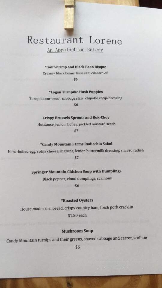 Restaurant Lorene - Young Harris, GA menu_pic