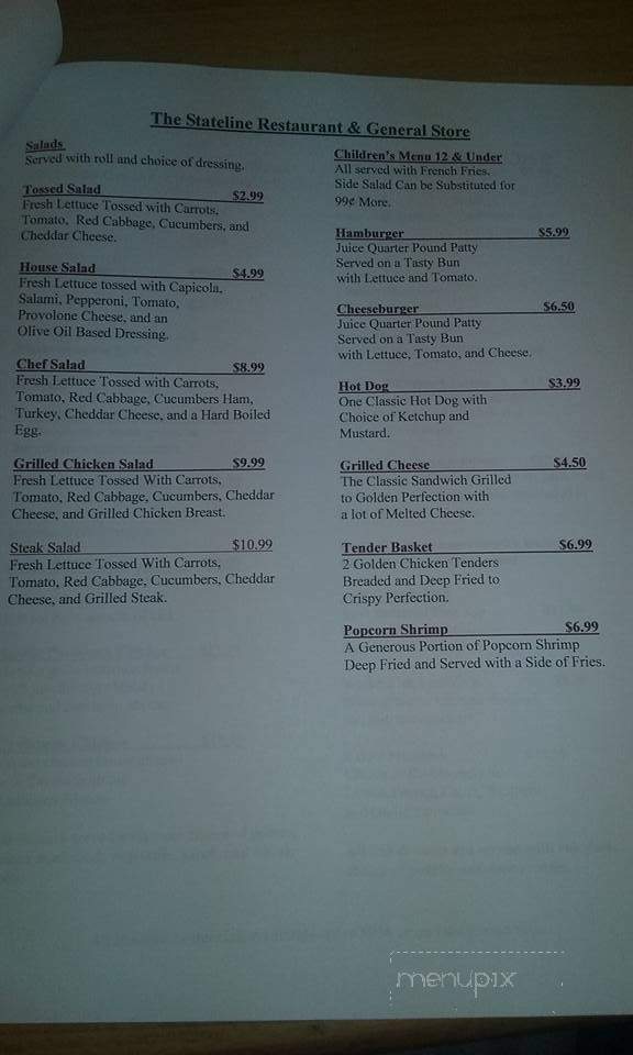 The Michaels Cabin Restaurant - Limestone, NY menu_pic