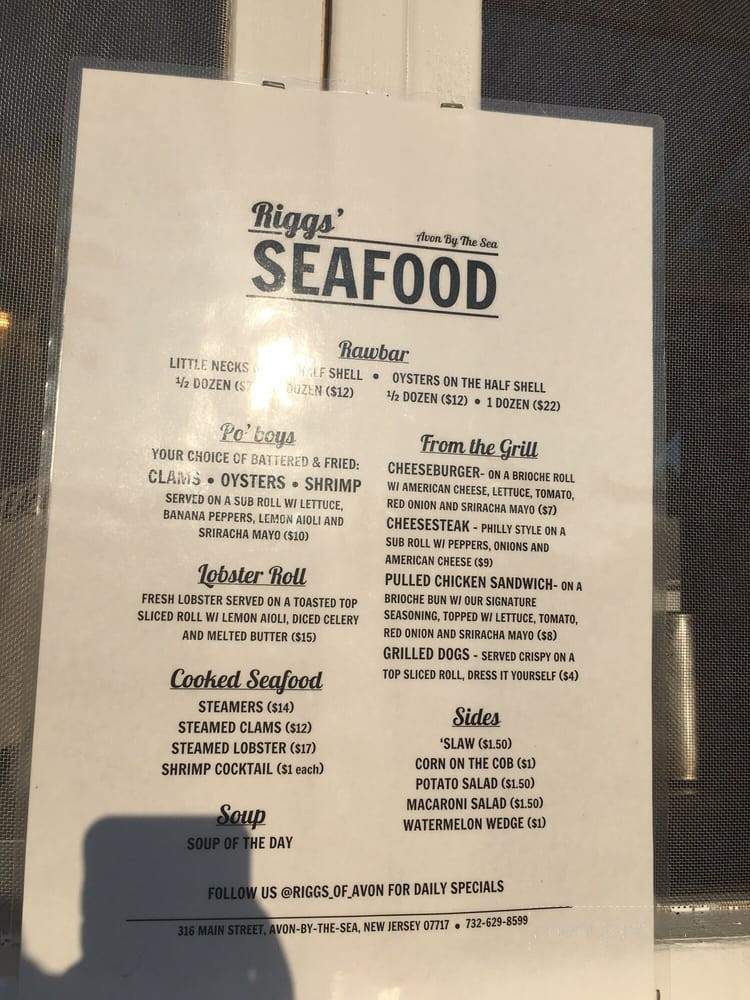 Riggs' Seafood - Avon-by-the-Sea, NJ menu_pic