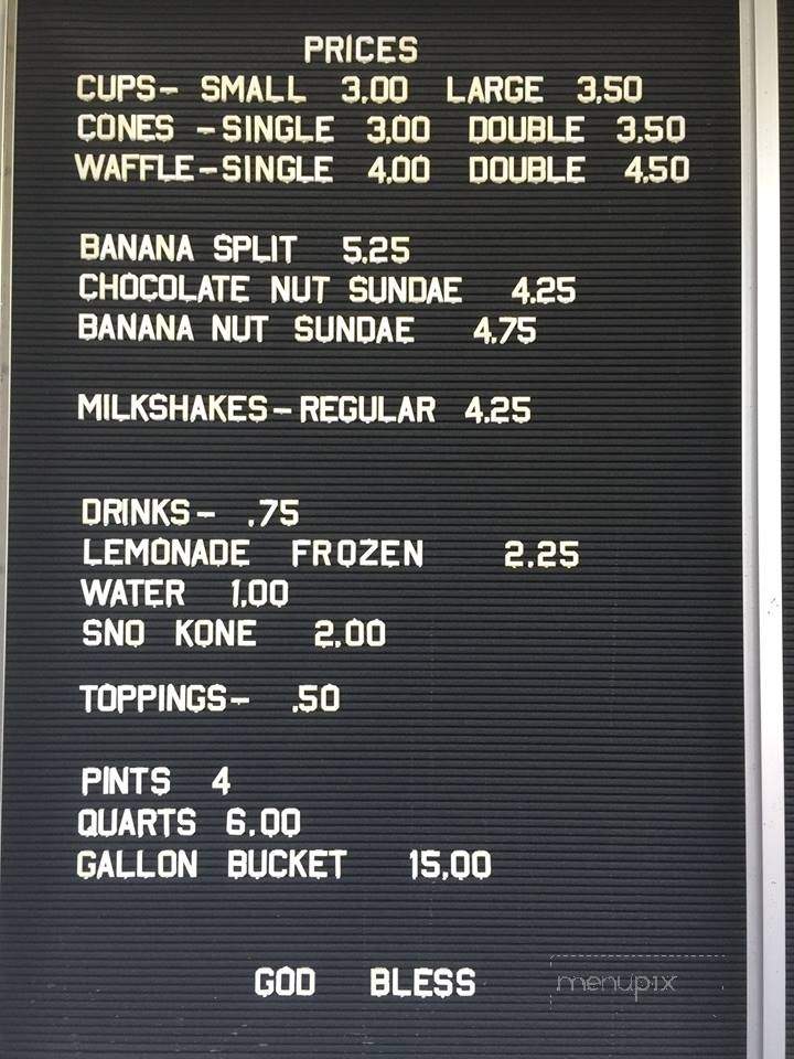Chappell's Ice Cream - Candor, NC menu_pic