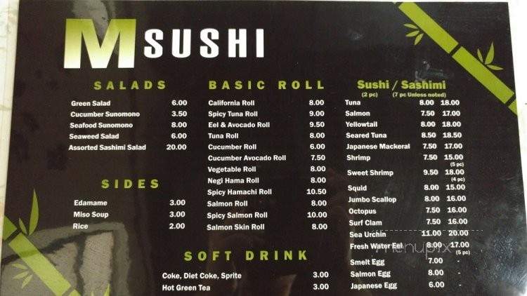 M Sushi - Wailuku, HI menu_pic