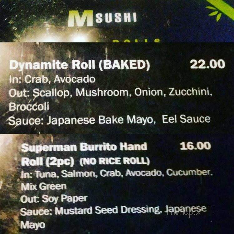 M Sushi - Wailuku, HI menu_pic