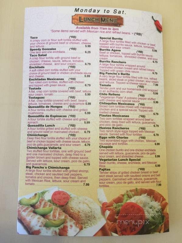Agaves Mexican Grill - Ferdinand, IN menu_pic