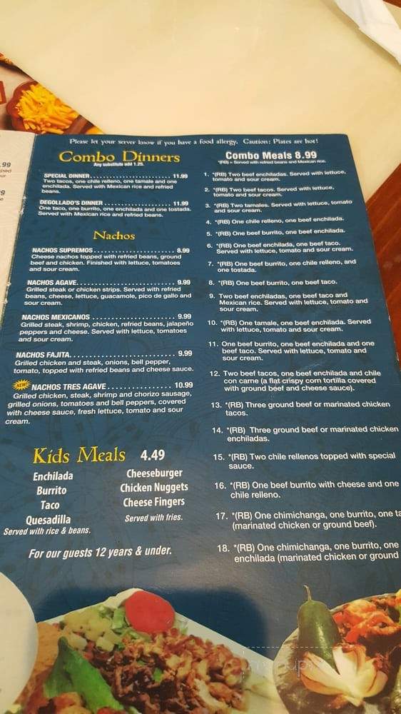 Agaves Mexican Grill - Ferdinand, IN menu_pic