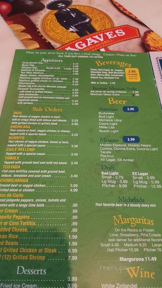 Agaves Mexican Grill - Ferdinand, IN menu_pic