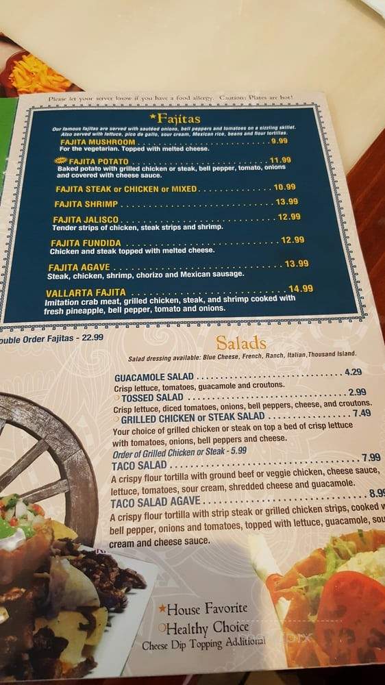 Agaves Mexican Grill - Ferdinand, IN menu_pic