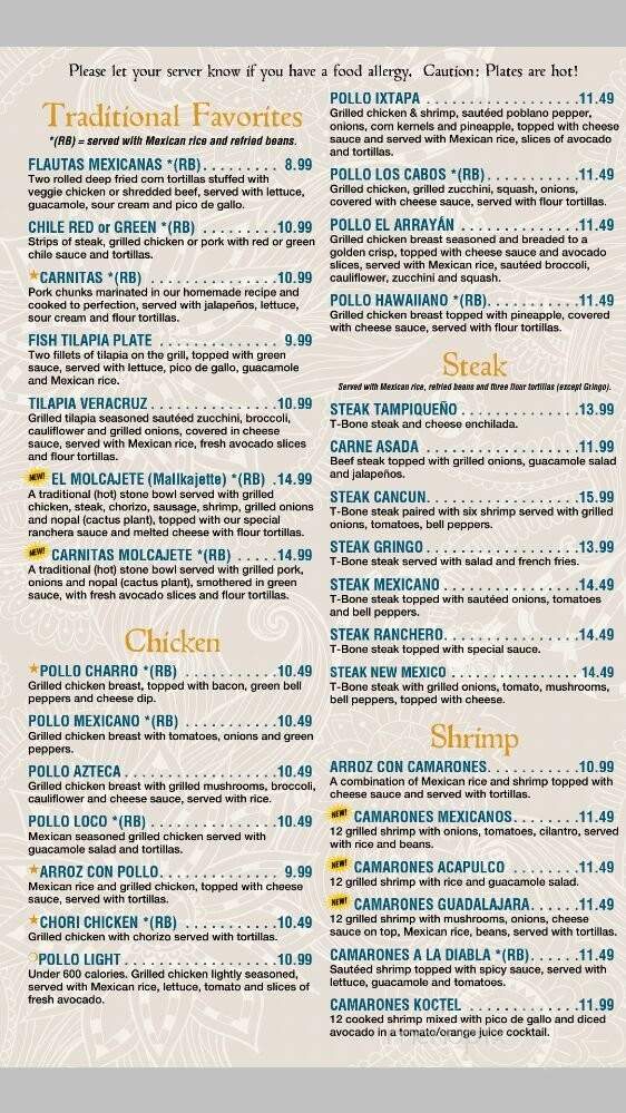 Agaves Mexican Grill - Ferdinand, IN menu_pic