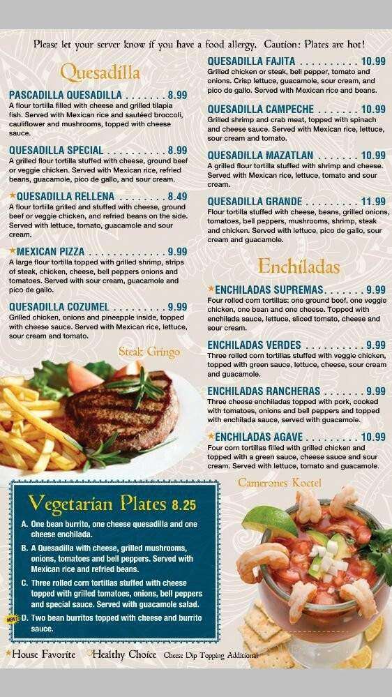 Agaves Mexican Grill - Ferdinand, IN menu_pic