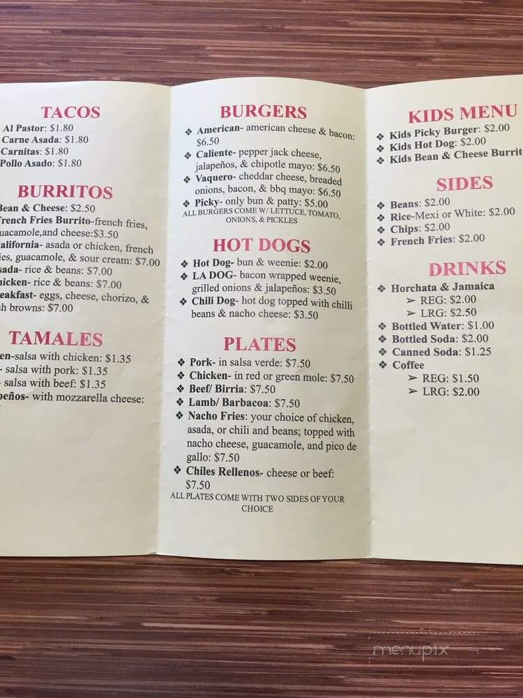 Tony's Mexican Style Food & More - Temecula, CA menu_pic