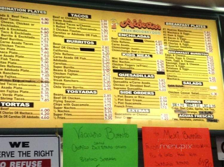 Aldertos Fresh Mexican Food - Carson City, NV menu_pic