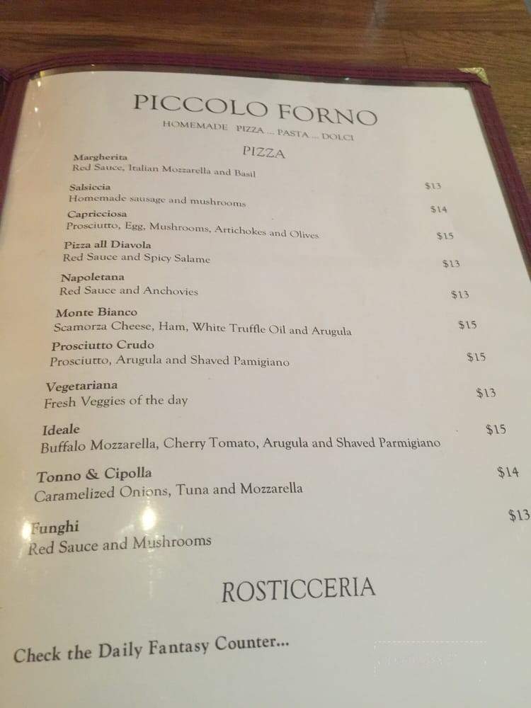 Piccolo Forno - San Francisco, CA menu_pic