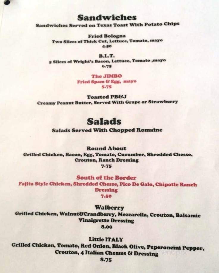Onie's Diner - Huntsville, AR menu_pic