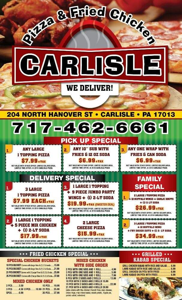 Carlisle Pizza and Fried Chicken - Carlisle, PA menu_pic