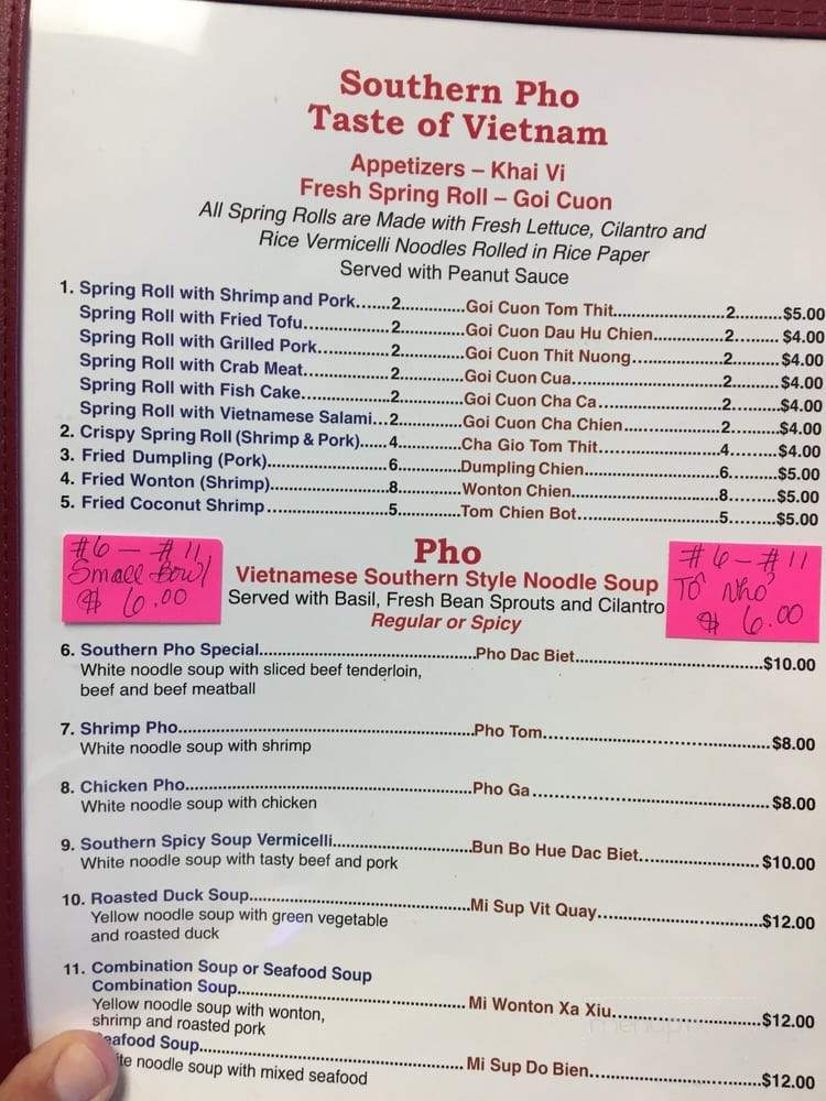 Southern Pho - Bossier City, LA menu_pic