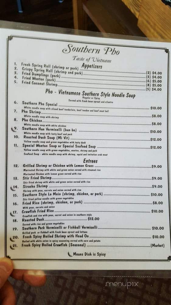 Southern Pho - Bossier City, LA menu_pic