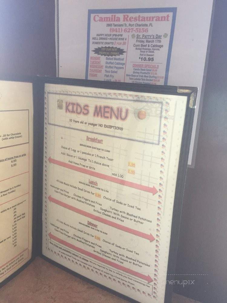 Camila Restaurant - Port Charlotte, FL menu_pic