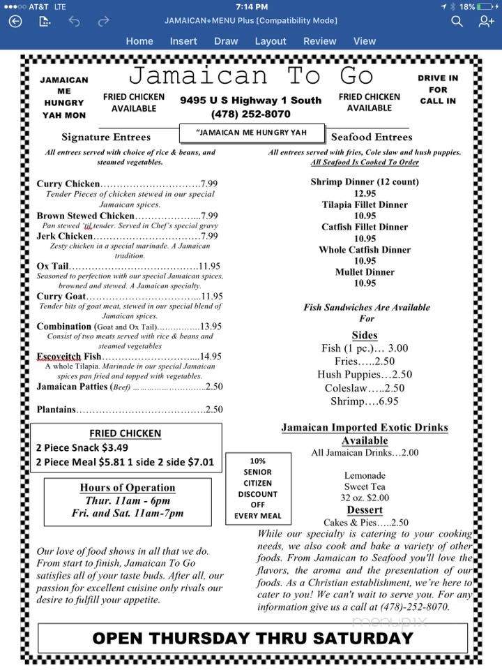 Jamaican To Go - Wadley, GA menu_pic