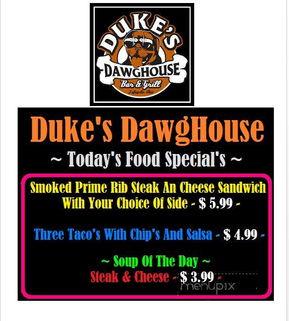 Duke's Dawghouse - Lodi, OH menu_pic