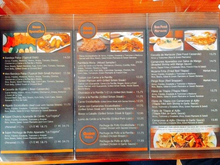 La Fogata Latin Cuisine - Orlando, FL menu_pic
