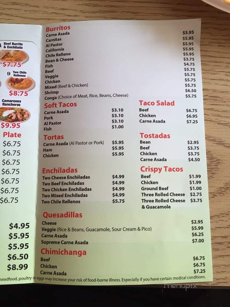 Raliberto's Taco Shop - Eureka, CA menu_pic