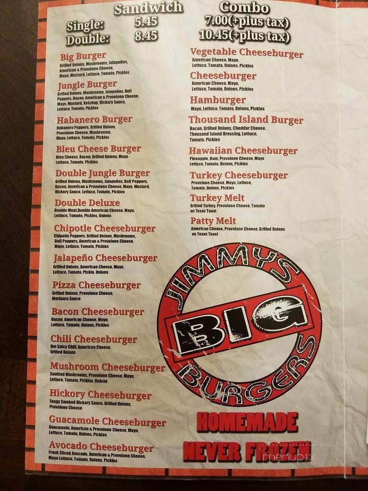 Jimmy's Burgers - Grand Prairie, TX menu_pic