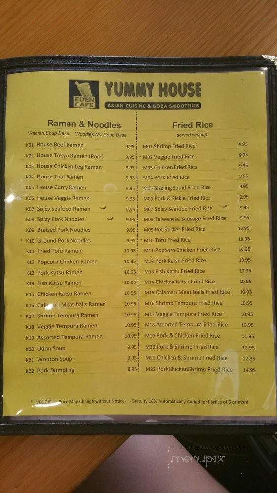 Eden Cafe Yummy House - La Habra, CA menu_pic