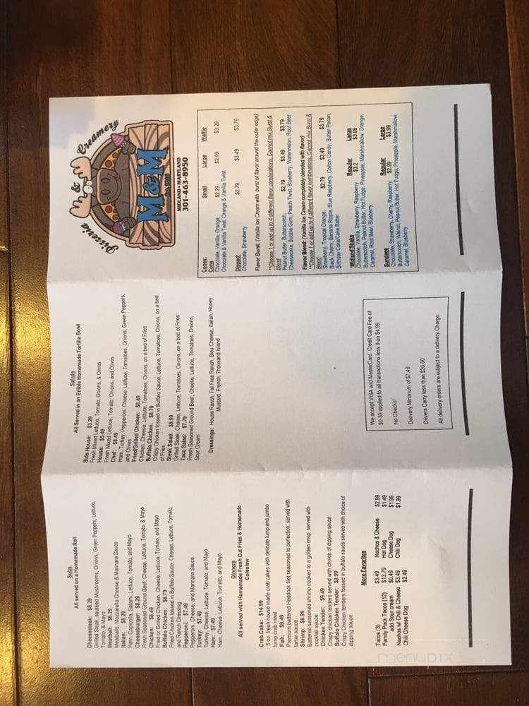 M&M Pizzeria & Creamery - Lonaconing, MD menu_pic
