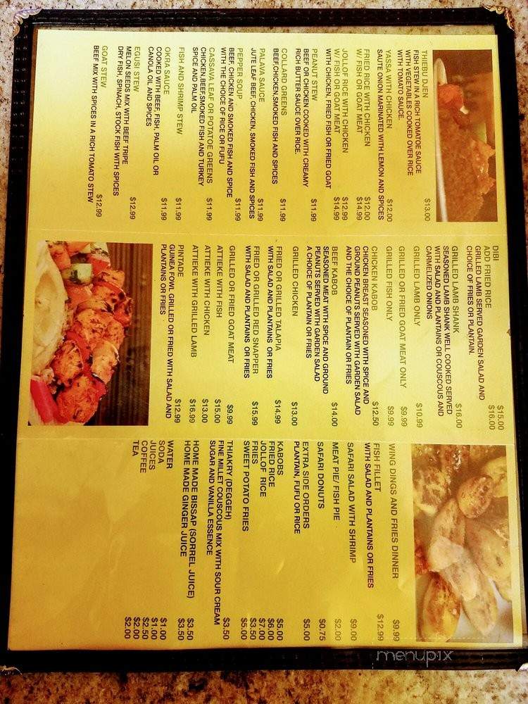 Safari African Restaurant - Mattapan, MA menu_pic