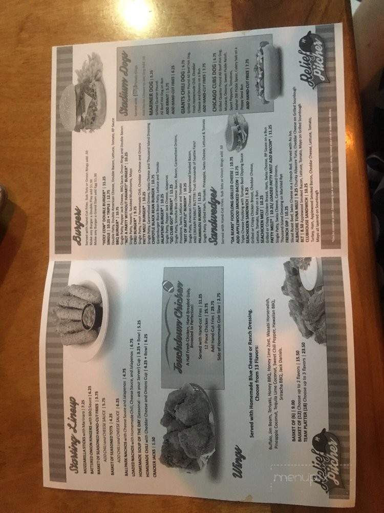 Relief Pitcher Sports Bar and Grill - Redmond, OR menu_pic