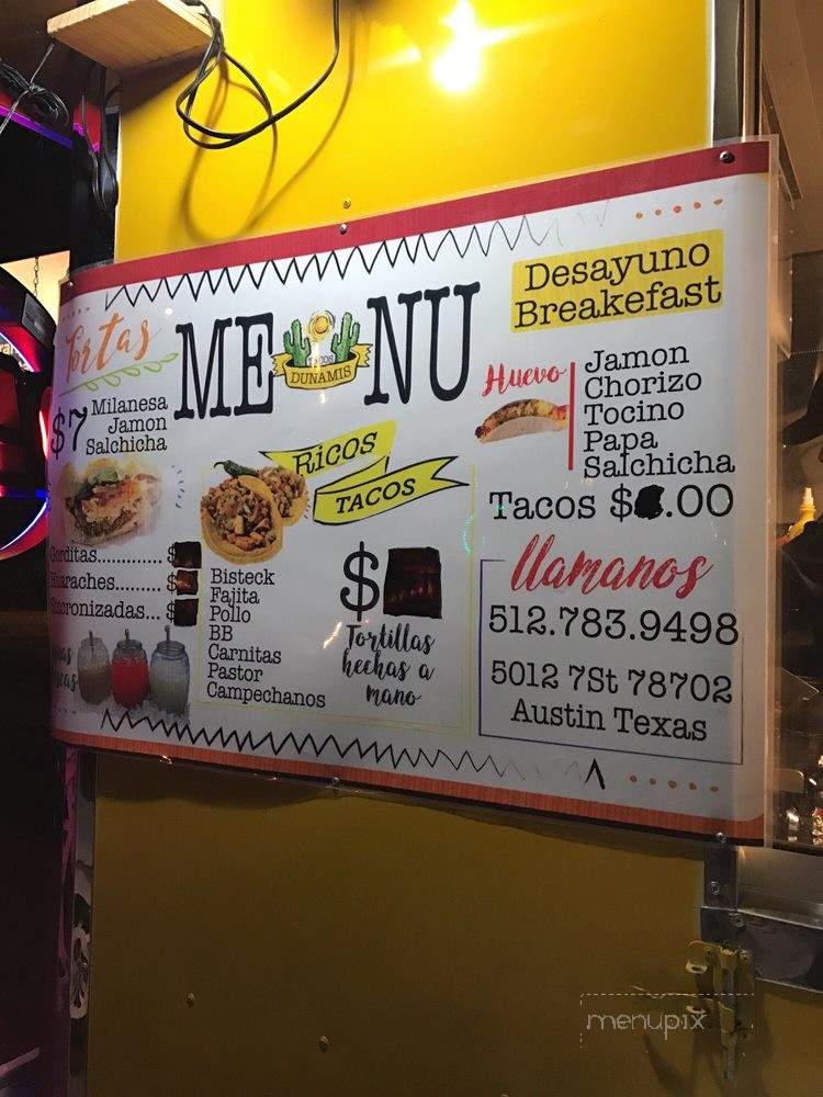 Tacos Dunamis - Austin, TX menu_pic