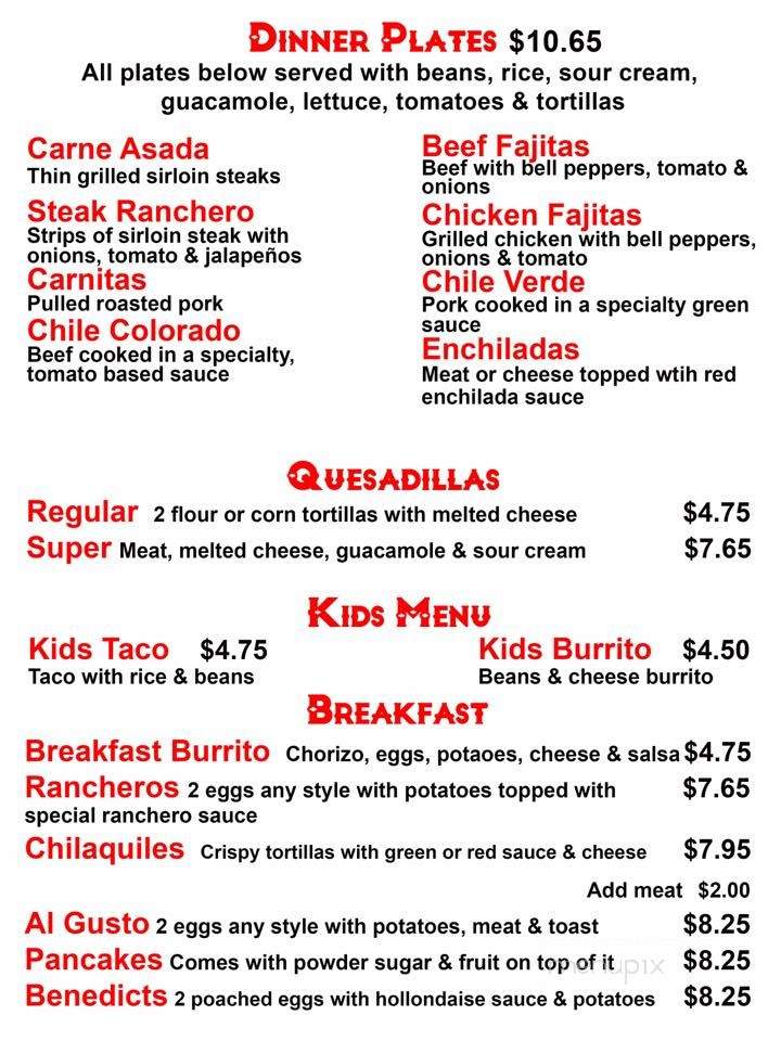 El Burrito Mexican Food - San Rafael, CA menu_pic