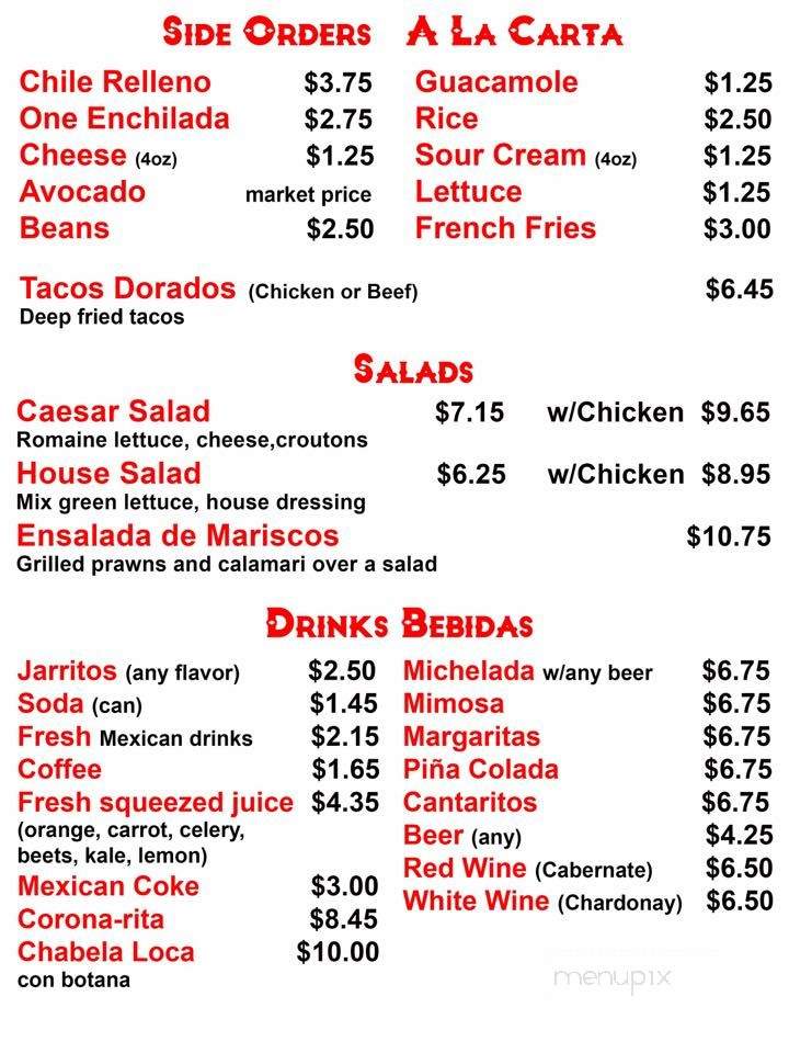 El Burrito Mexican Food - San Rafael, CA menu_pic