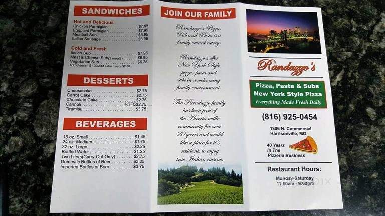 Randazzo's Pizza & Pasta - Harrisonville, MO menu_pic