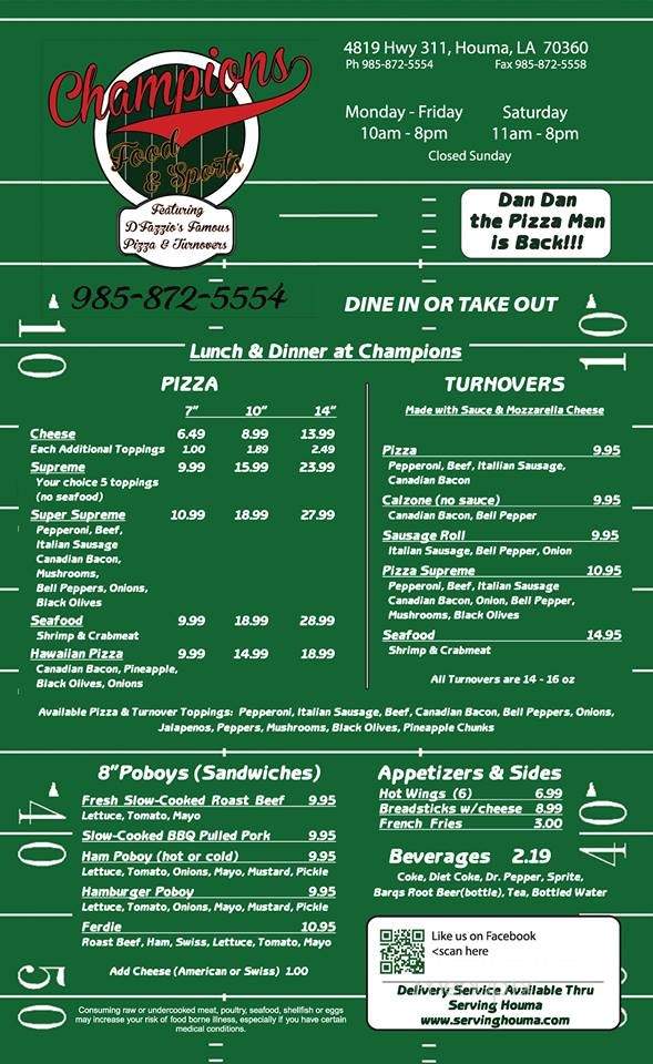Champions Food on the Bayou Feat - Houma, LA menu_pic