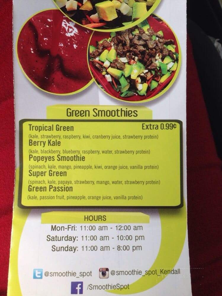 Smoothie Spot - Miami, FL menu_pic