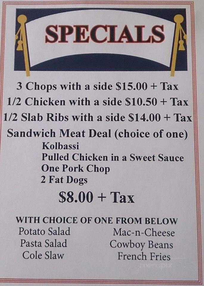 Off Street BBQ - New Eagle, PA menu_pic