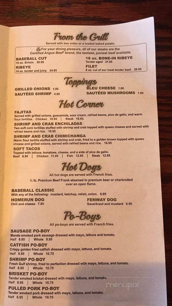 Sliders Sports Grill - Prairieville, LA menu_pic
