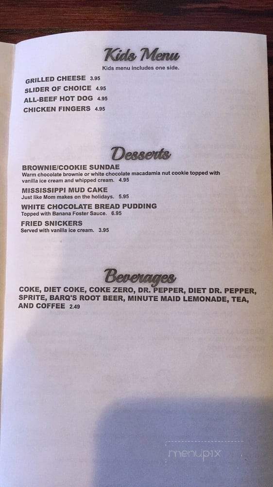 Sliders Sports Grill - Prairieville, LA menu_pic
