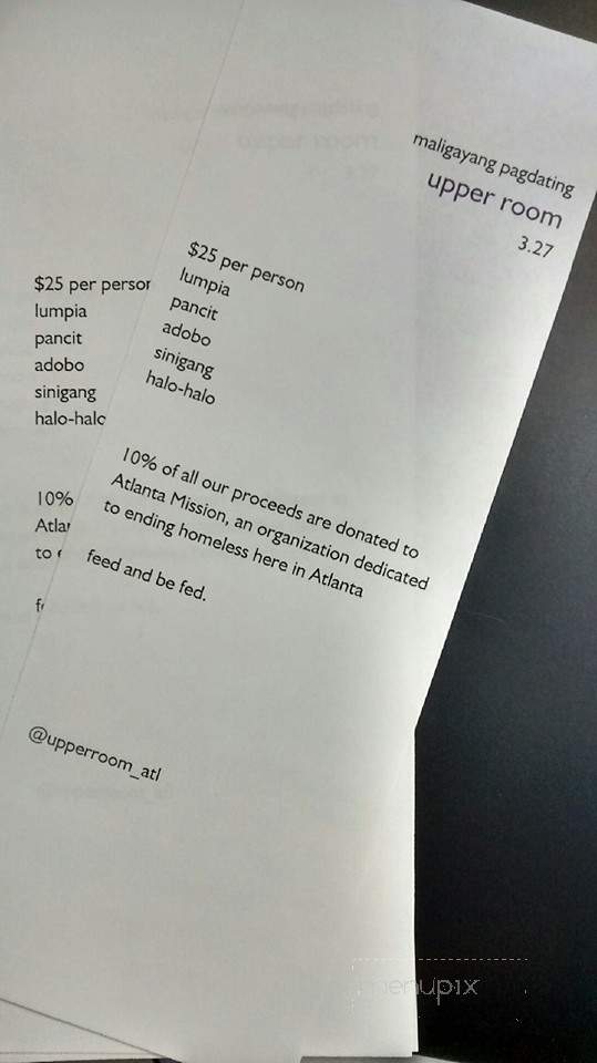 Upper Room - Atlanta, GA menu_pic