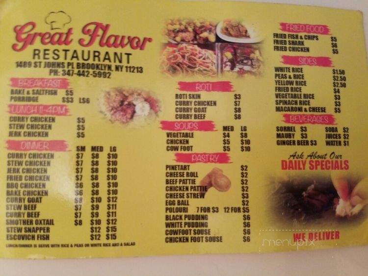 Great Flavor Restaurant - Brooklyn, NY menu_pic