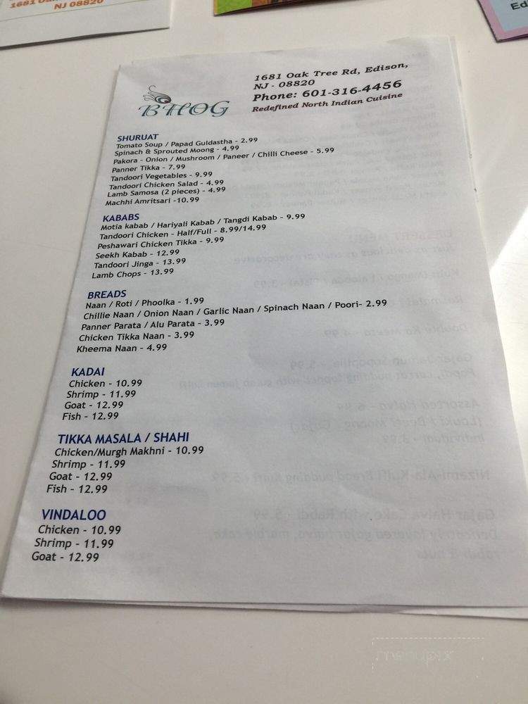 Bollywood Flavours - Edison, NJ menu_pic