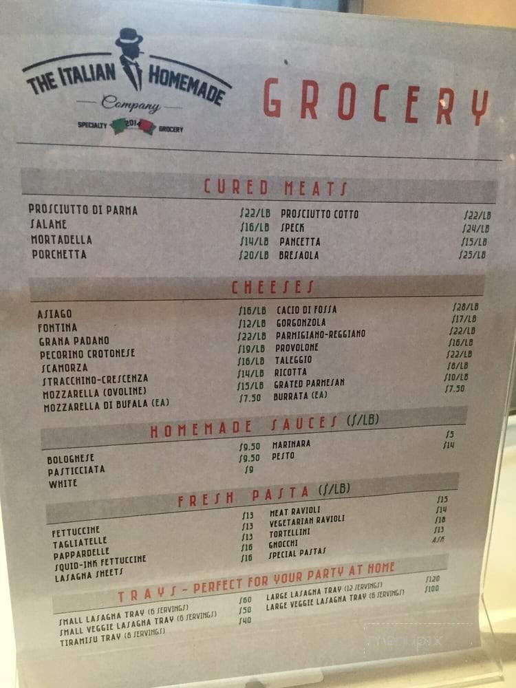 The Italian Homemade Company - San Francisco, CA menu_pic