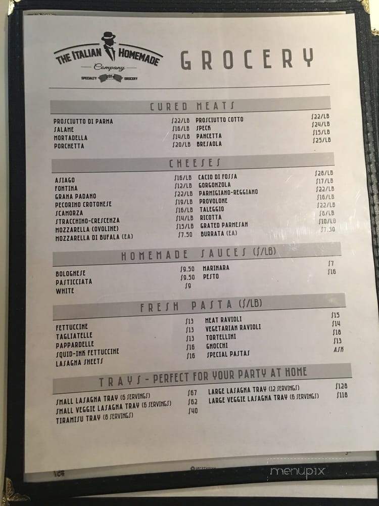 The Italian Homemade Company - San Francisco, CA menu_pic