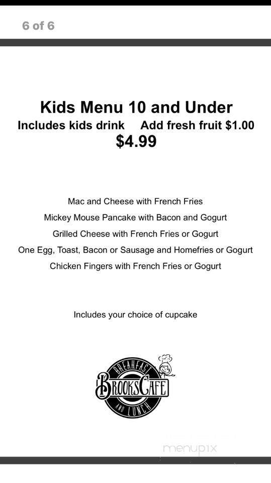 Brooks Cafe - Douglassville, PA menu_pic